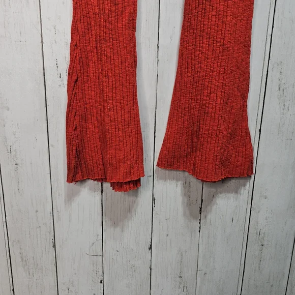Urban Outfitters UO Rosie Ribbed Red Flare Leg Cotton Blend Pants Size Small. - Picture 5 of 11